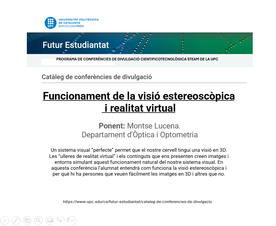 Cartel publicitario de la conferencia de Montse Lucena en Universitat Politécnica de Catalunya.